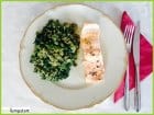 clean eating steamed salmon with quinoa spinach