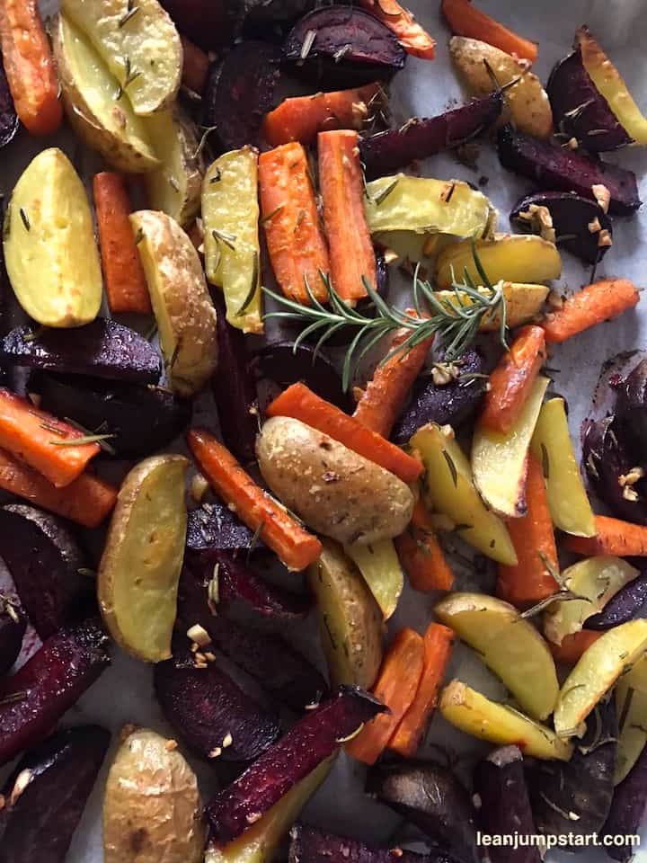 sheet pan potatoes carrots beets