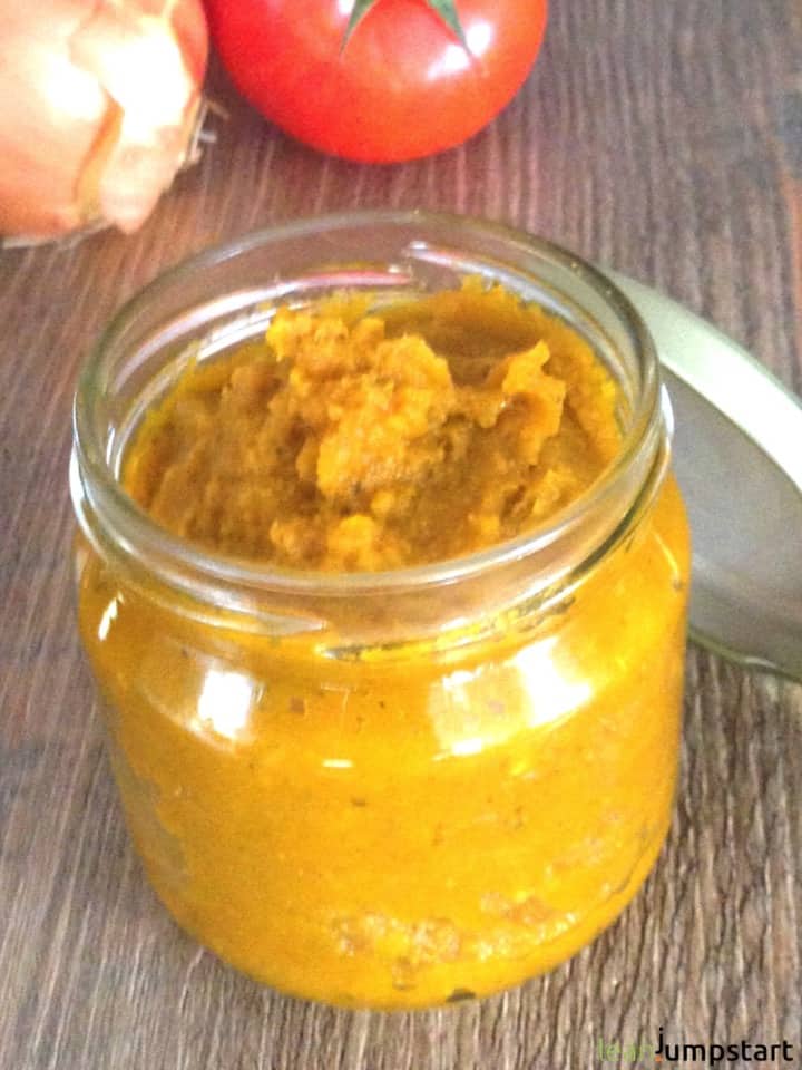 a jar with homemade vegetable stock paste