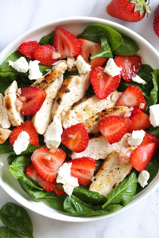 Grilled Chicken Salad with Strawberries and Spinach