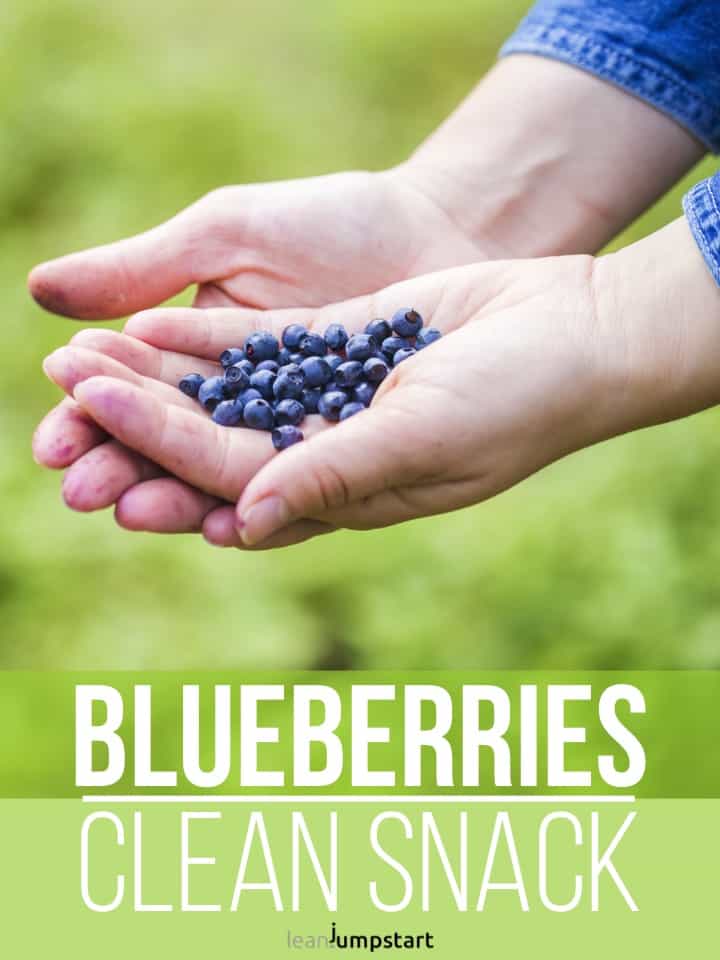 hand full blueberries