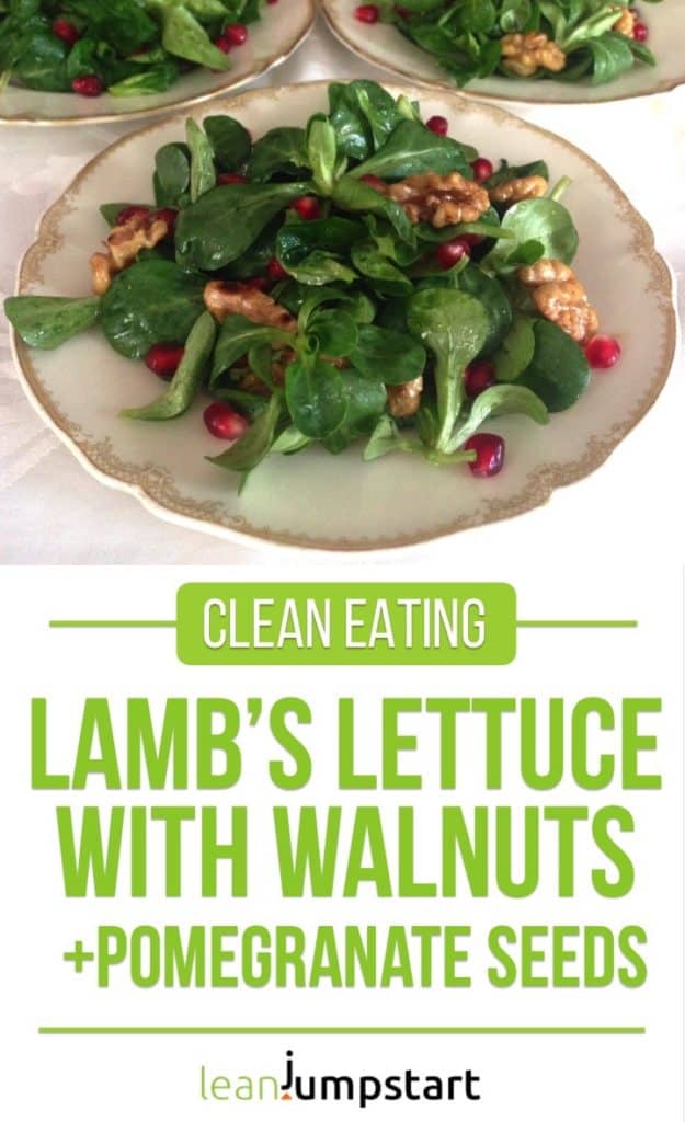 Festive lamb's lettuce salad with walnuts and pomegranate seeds