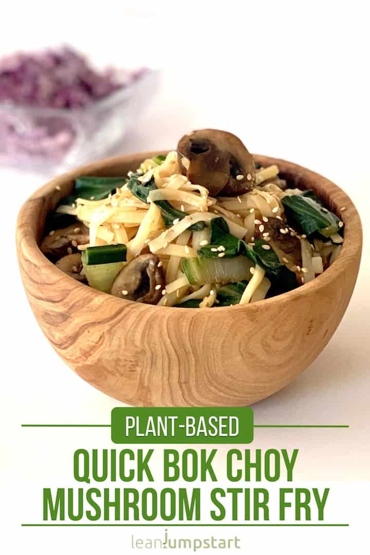 bok choy mushroom stir fry in a bowl