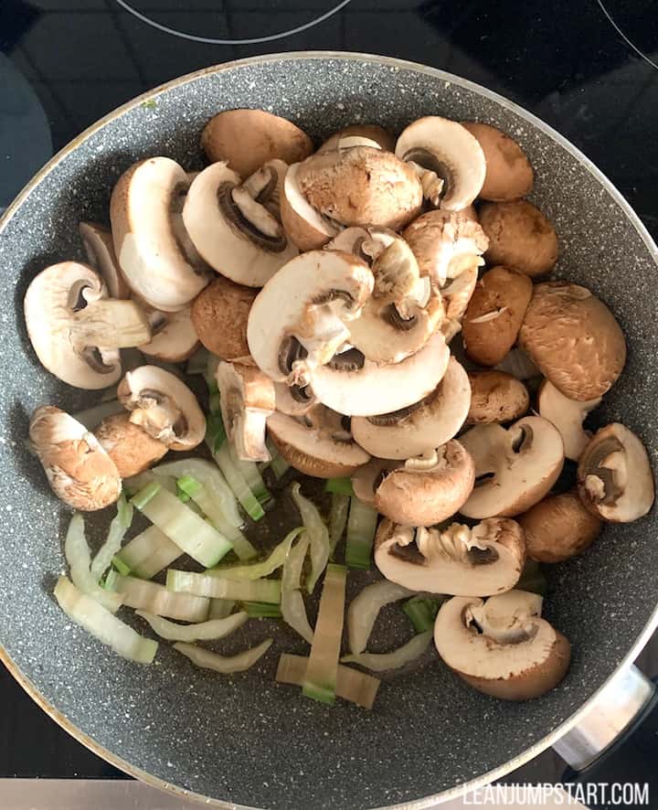 brown button mushrooms added