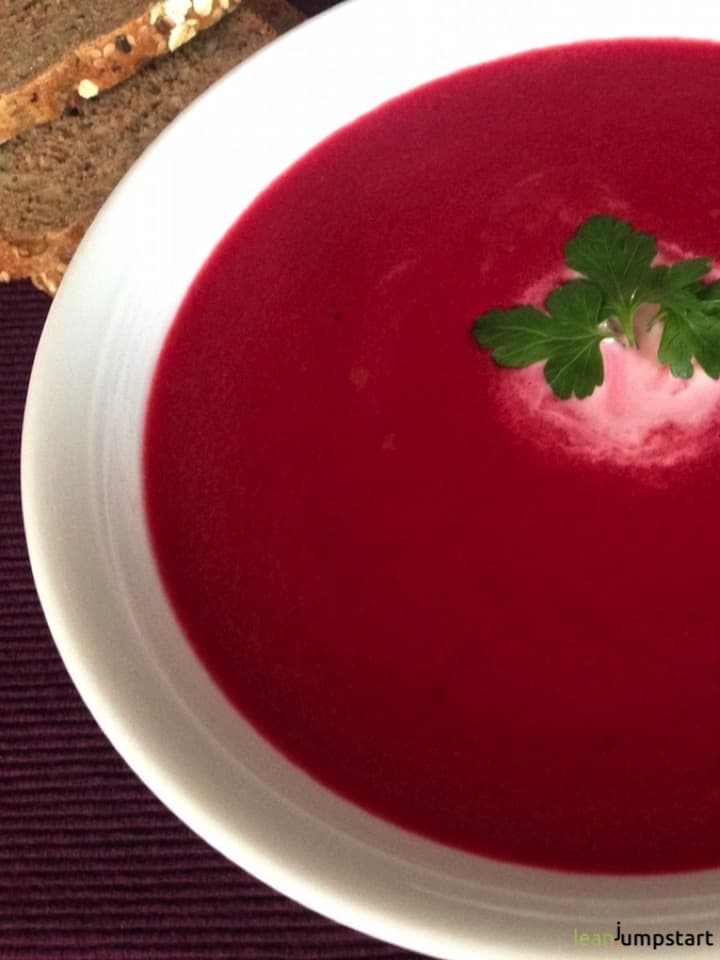 Creamy beet soup recipe with ginger (vegan)