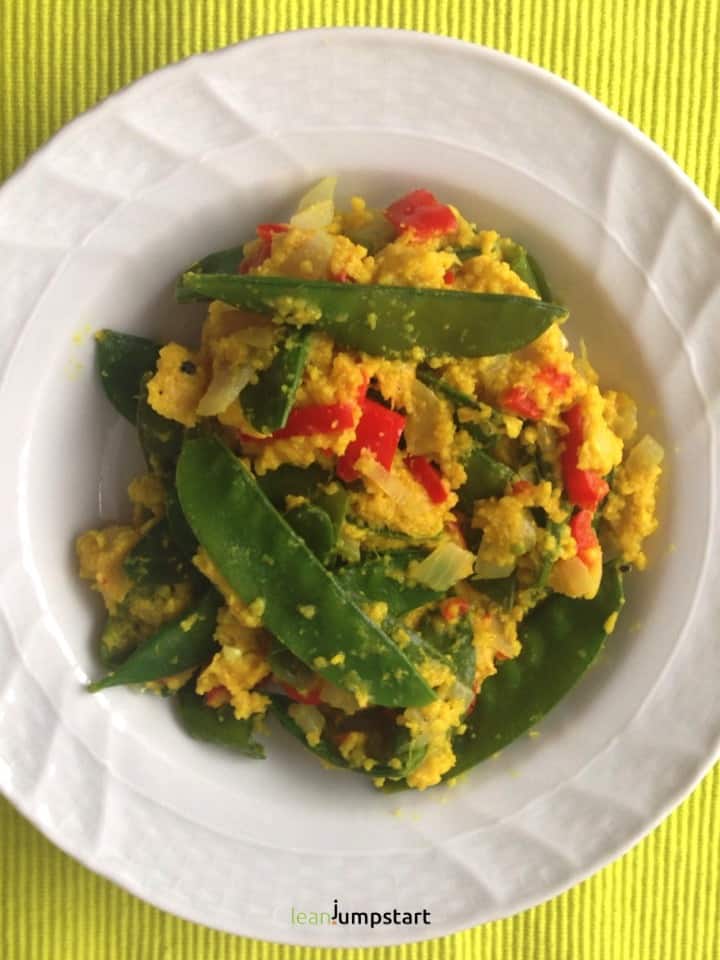 sugar snaps with turmeric millet
