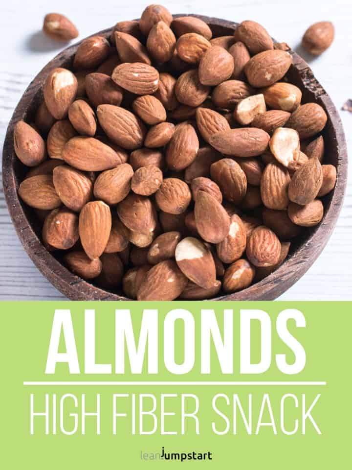 almonds in a wooden bowl