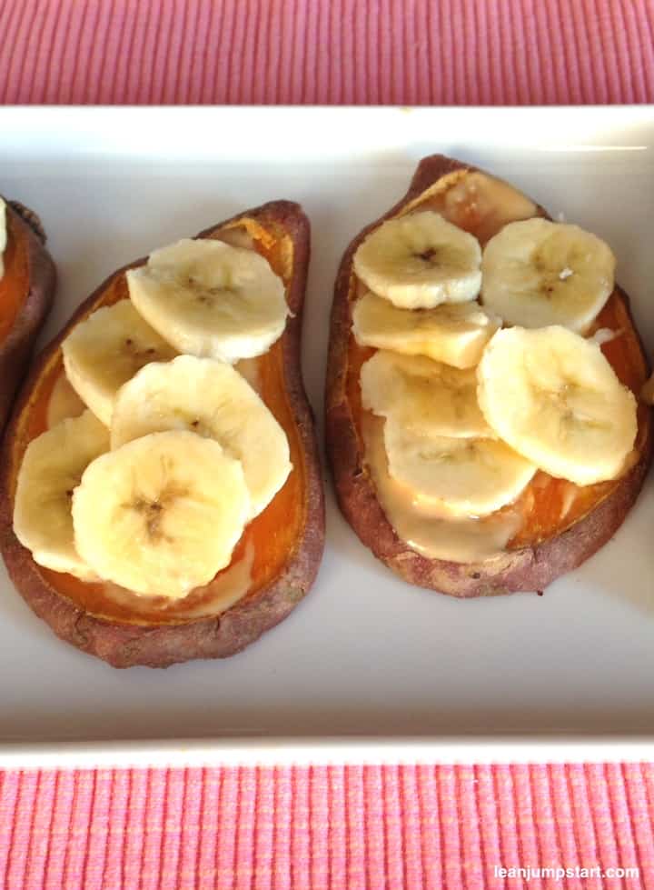 baked sweet potato toast with peanut-butter