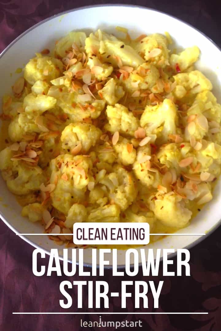 cauliflower coconut curry with text overly