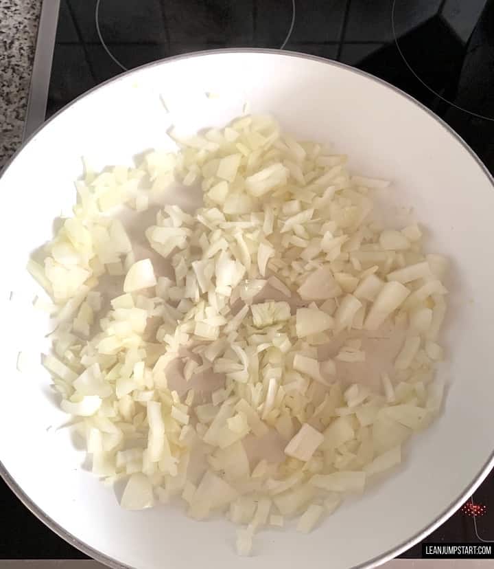 sweat garlic and onions in a skillet