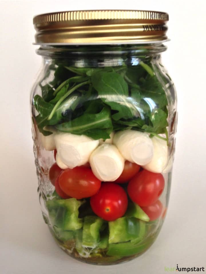 Italian salad in mason jar