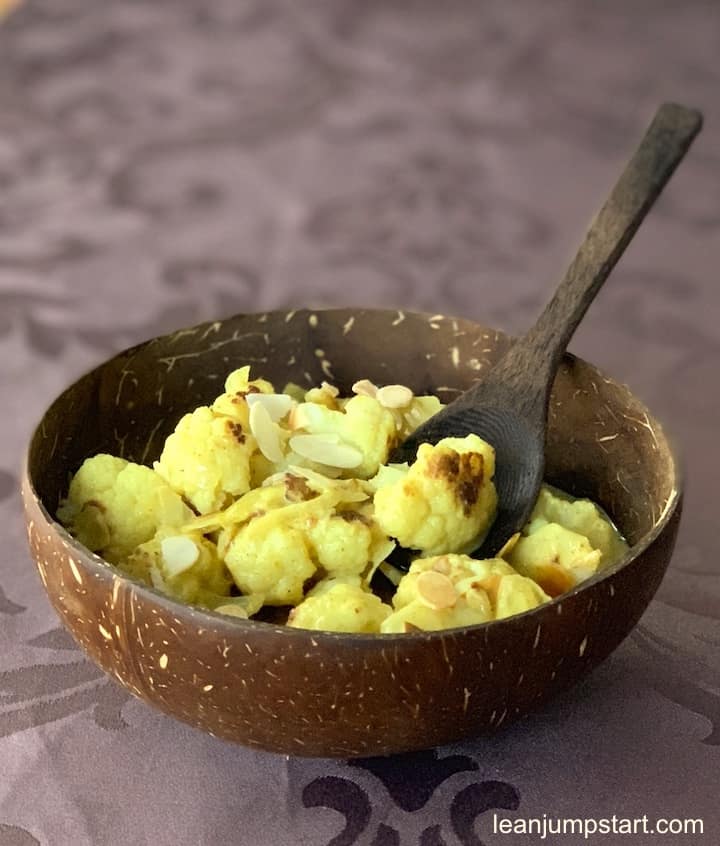 cauliflower coconut curry in a bowl