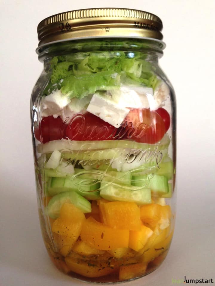 clean eating salad in mason jar