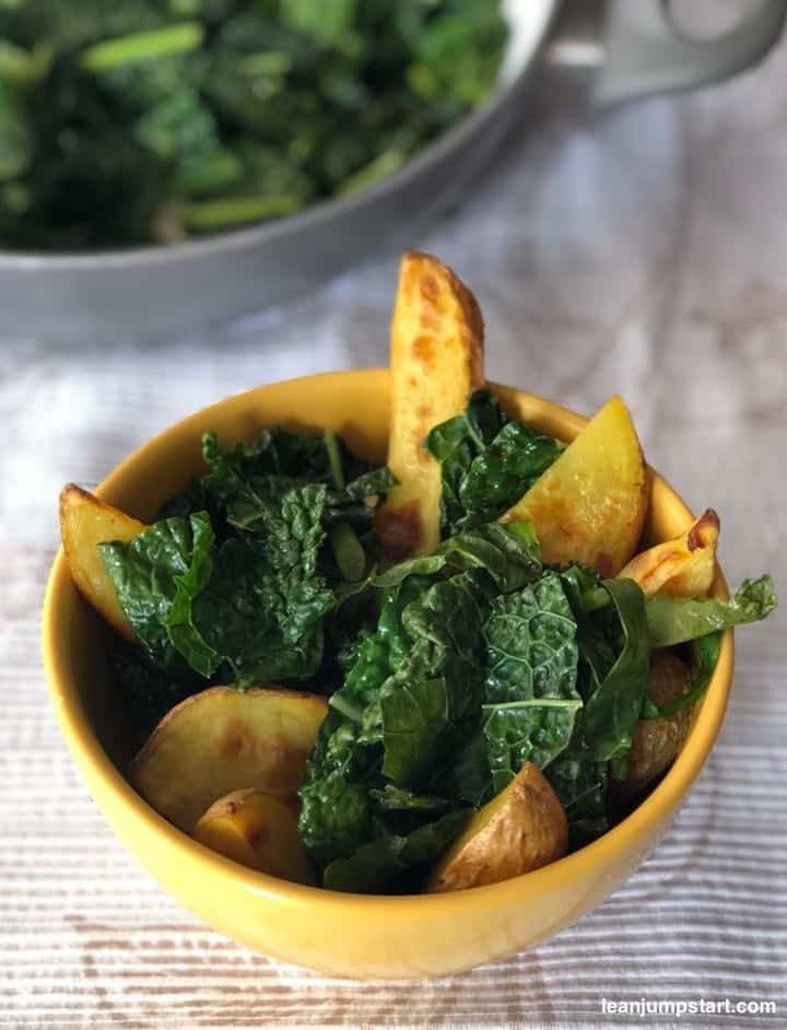 baked potato wedges and kale