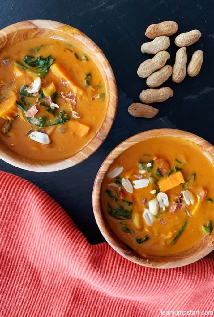 peanut soup in bowls