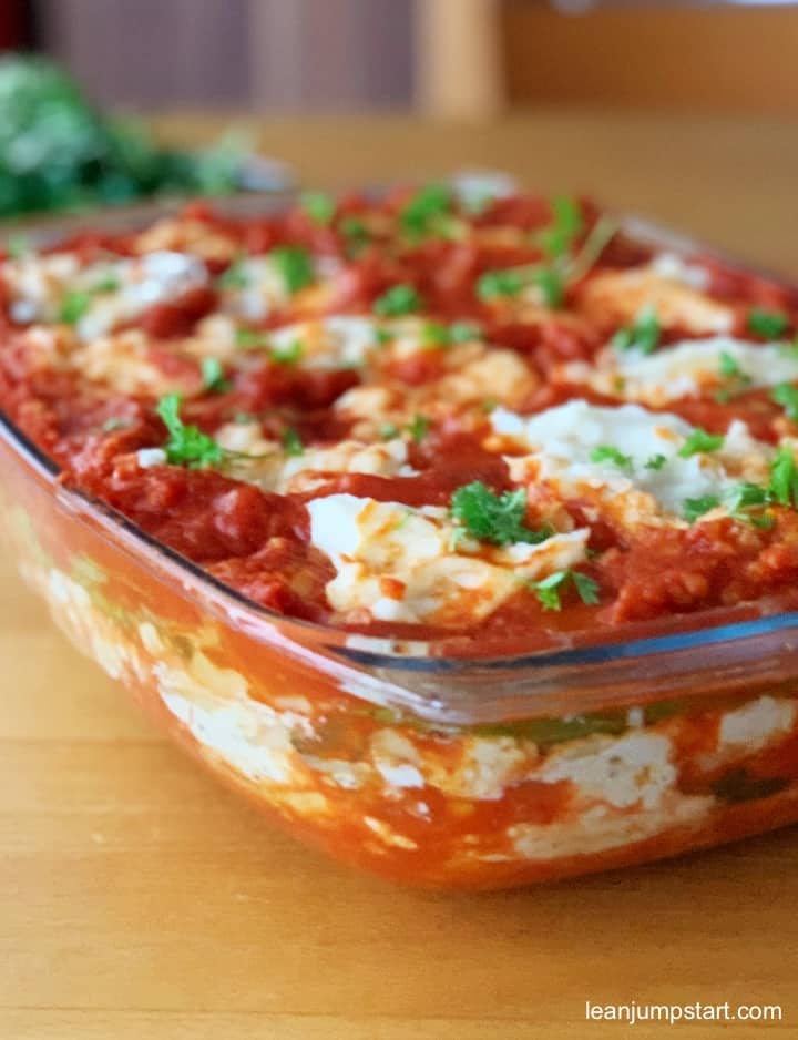 vegan lasagna in a casserole