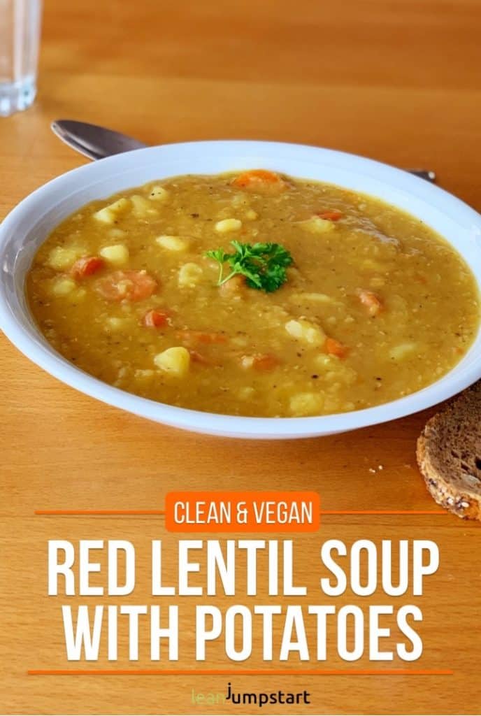 Easy red lentil soup recipe with potatoes (under 30 minutes)