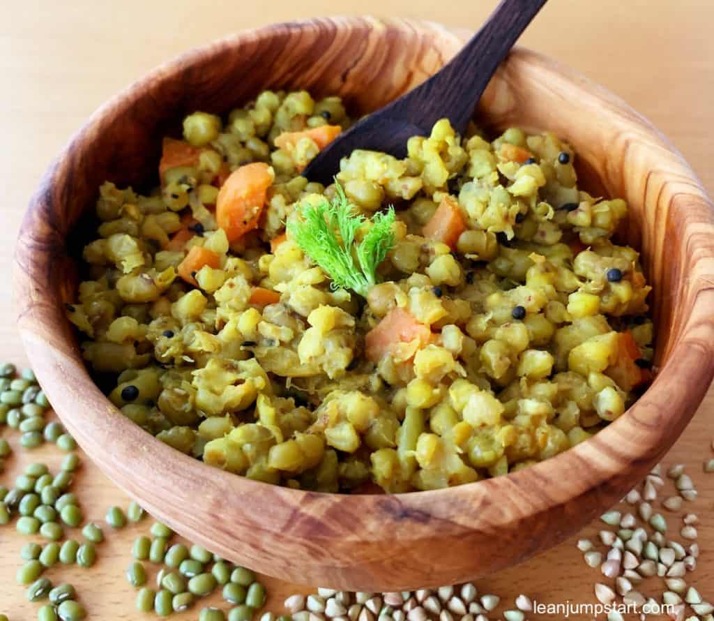 Simple kitchari recipe (spiced mung beans with buckwheat)