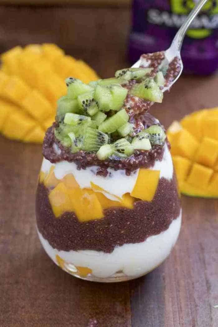 acai chia seed pudding mango parfait