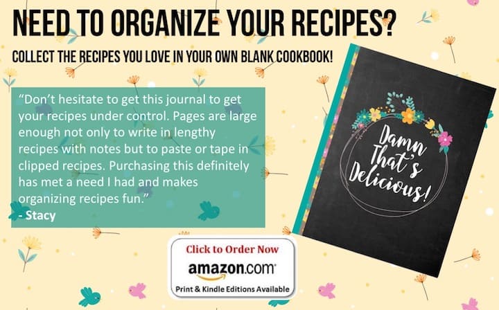 blank recipe book "damn that's delicious" promotion