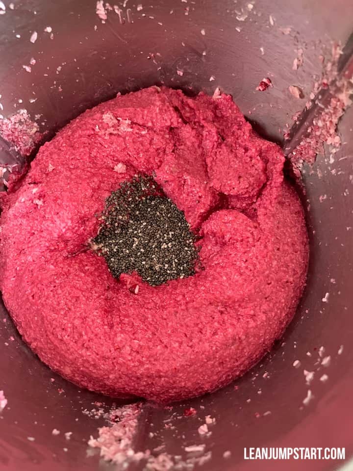 raspberry layer with chia seeds in food processor