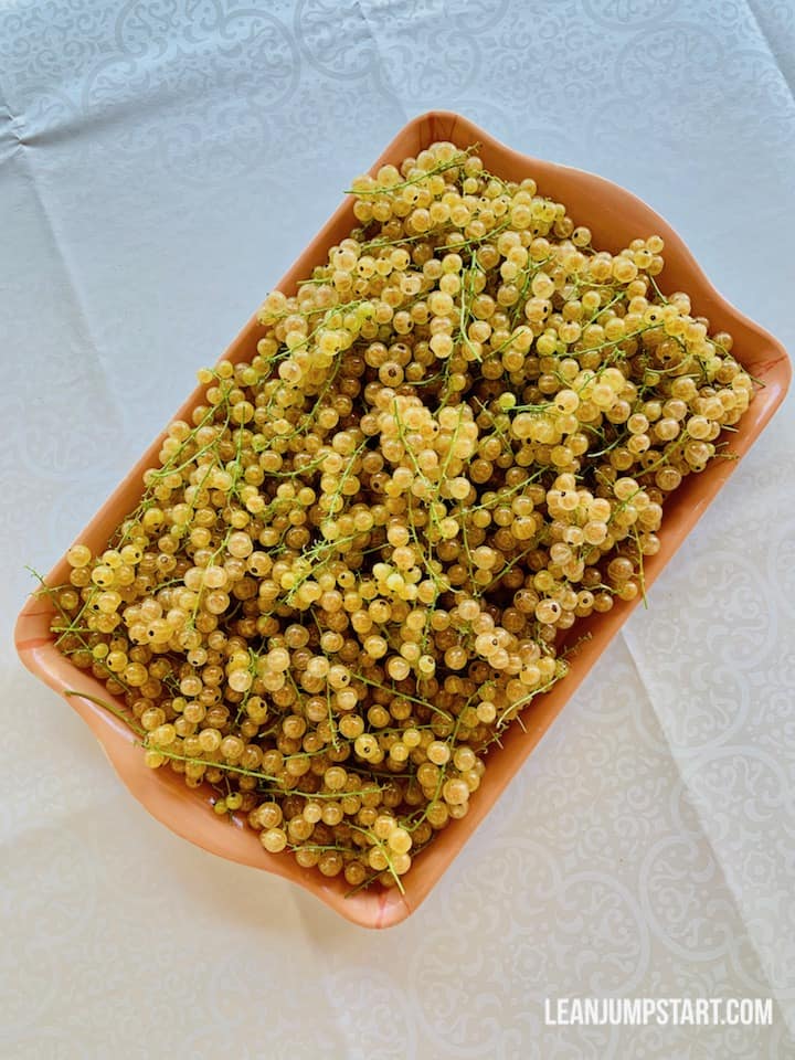 tray with white currants
