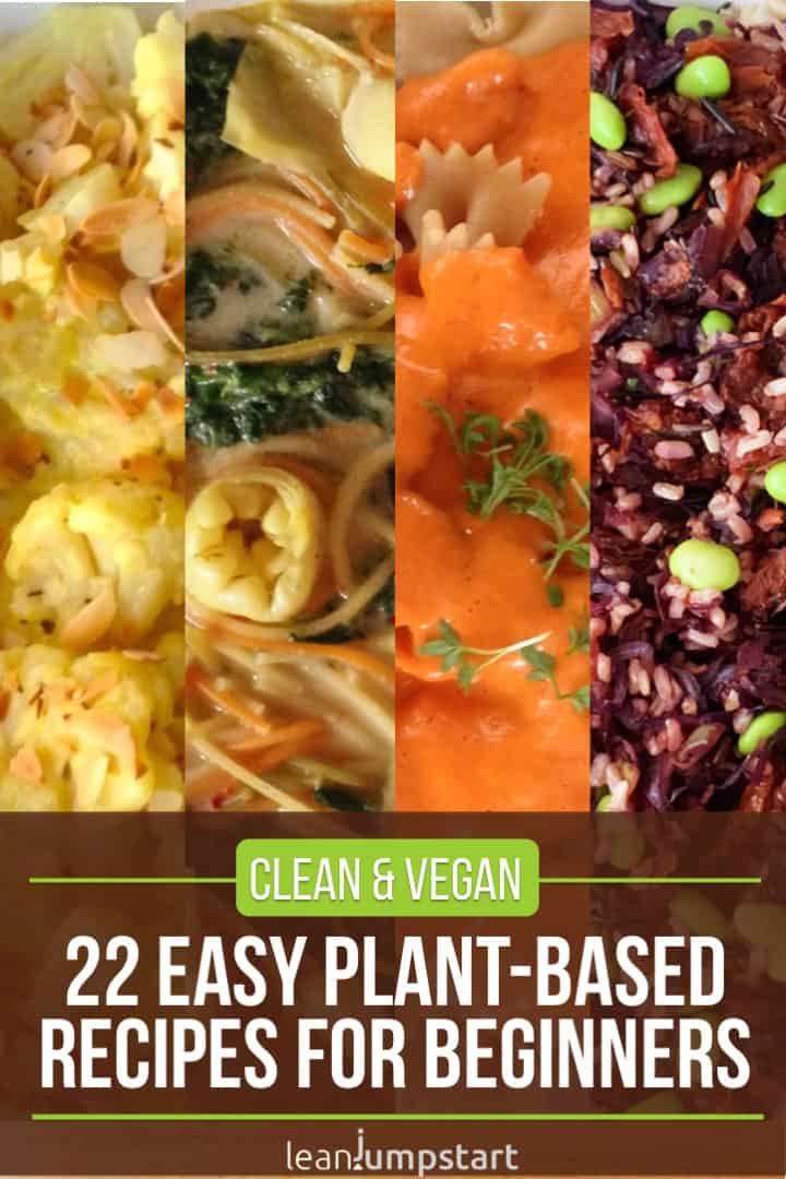 easy plant based recipes collage with text overlay
 